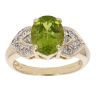 9ct Yellow Gold Green Gemstone and 0.10ct Diamond Dress Ring