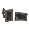 Unique & Co. Stainless Steel Wood Black Rectangular Cufflinks