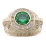 14ct Yellow Gold Green Gemstone Lion And Greek Key Signet Ring