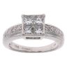 18ct White Gold 0.75ct Princess And Brilliant Cut Diamond Cluster Ring