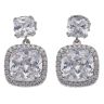 Silver Cubic Zirconia Cluster Drop Stud Earrings by Icesia
