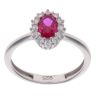 Silver Red Gemstone And Cubic Zirconia Cluster Ring By Icesia