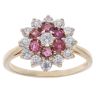9ct Yellow Gold Ruby and Cubic Zirconia Cluster Ring