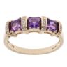 9ct Yellow Gold 0.02ct Diamond And Amethyst Ring