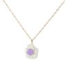 9ct Yellow Gold Mother Of Pearl And Lavender Jade Flower Pendant And Chain 20"