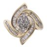 9ct Yellow Gold 0.90ct Brilliant And Baguette Cut Diamond Cluster Ring