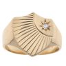 9ct Yellow Gold Cubic Zirconia Patterned Shield Signet Ring