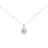 9ct White Gold Halo Cubic Zirconia Pendant & Chain 16"