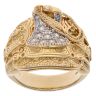 9ct Yellow Gold Cubic Zirconia Patterned Saddle Ring