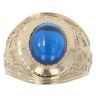 9ct Yellow Gold Patterned Blue Gemstone College Ring