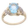 9ct Yellow Gold Blue Topaz and 0.02ct Diamond Solitaire Ring