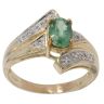 9ct Yellow Gold 0.10ct Diamond and Green Gemstone Dress Ring