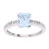 9ct White Gold Blue Topaz and Diamond Rectangular Ring
