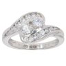 9ct White Gold Cubic Zirconia Two Stone Ring