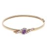 9ct Yellow Gold Cubic Zirconia And Amethyst Bangle