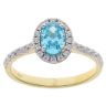 Gold Plated Silver Aquamarine And Cubic Zirconia Cluster Ring