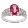 9ct White Gold 0.10ct Diamond And Red Tourmaline Ring