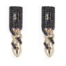 14ct Yellow Gold Monaco Classic Black Cubic Zirconia Pave Drop Earrings