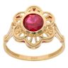 14ct Yellow Gold Red Gemstone Flower Ring