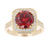 14ct Yellow Gold Red Gemstone And Cubic Zirconia Cluster Ring