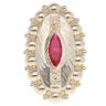 14ct Yellow Gold Red Gemstone Greek Key Patterned Marquise Ring