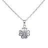 925 Sterling Silver Mother Of Pearl And Cubic Zirconia Clover Pendant and Chain 18"