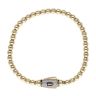 14ct Yellow Gold Monaco Bub Pave Lock Bead Bracelet 8"