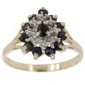 9ct Yellow Gold 0.10ct Diamond and Sapphire Cluster Ring