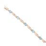 9ct Yellow Gold 0.05ct Diamond And Blue Topaz Bracelet 7.5"