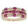 9ct Yellow Gold 0.15ct Diamond and Ruby Three Row Ring