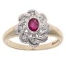 9ct Yellow Gold 0.05ct Diamond And Ruby Cluster Ring