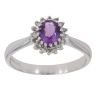 9ct White Gold 0.11ct Diamond and Amethyst Cluster Ring