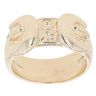 9ct Yellow Gold Patterned Double Buckle Ring