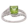 9ct White Gold 0.04ct Diamond And Peridot Ring