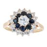 9ct Yellow Gold Cubic Zirconia and Sapphire Cluster Ring