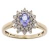 9ct Yellow Gold 0.25ct Diamond And Tanzanite Cluster Ring