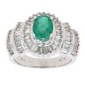 14ct White Gold 1.25ct Baguette Cut Diamond And Emerald Cluster Ring