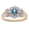 9ct Yellow Gold Sapphire And Cubic Zirconia Cluster Ring