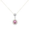 18ct Yellow And White Gold Pink Sapphire Cluster Pendant And Chain 18"