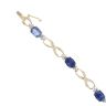 9ct Yellow Gold 0.07ct Diamond And Blue Gemstone Bracelet 7"
