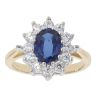 9ct Yellow Gold Cubic Zirconia and Blue Gemstone Cluster Ring