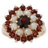 9ct Yellow Gold Pearl And Garnet Cluster Ring