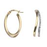 9ct Yellow and White Gold Diamond Cut Double Hoop Earrings