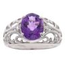 9ct White Gold Amethyst And Cubic Zirconia Single Stone Ring