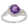 9ct White Gold 0.05ct Diamond And Amethyst Dress Ring