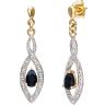 9ct Yellow Gold Sapphire and Diamond Teardrop Earrings