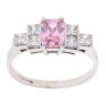 9ct White Gold Pink Topaz And Cubic Zirconia Ring