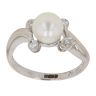 14ct White Gold 0.04ct Diamond And Pearl Ring