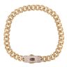 14ct Yellow Gold Monaco Classic Pave Lock Curb Bracelet 7"