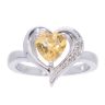 9ct White Gold Coloured Stone and Diamond Heart Ring